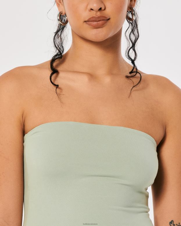 Tops Hollister Women Strapless Tube Top 48820421 Sage Green