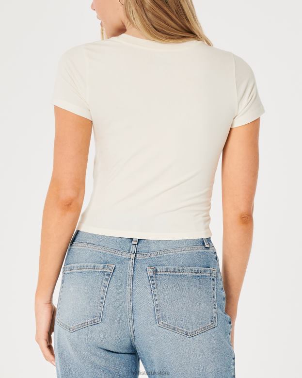 Tops Hollister Women Tiger Graphic Baby Tee 48820217 Cream Tiger