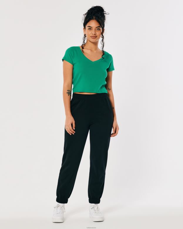 Tops Hollister Women V-Neck Baby Tee 48820251 Green