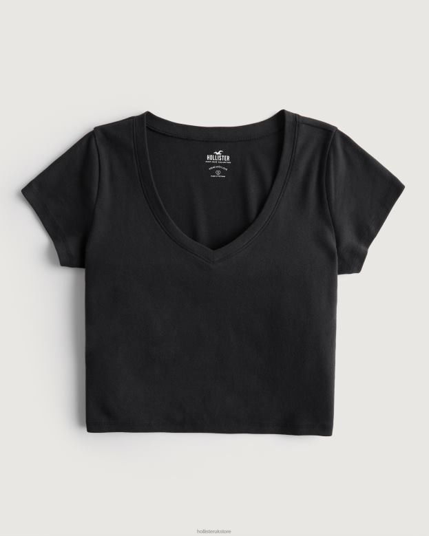 Tops Hollister Women V-Neck Baby Tee 48820275 Black