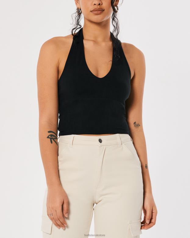 Tops Hollister Women V-Neck Halter Top 48820129 Black