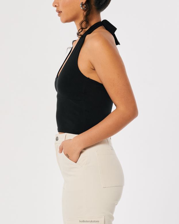 Tops Hollister Women V-Neck Halter Top 48820129 Black