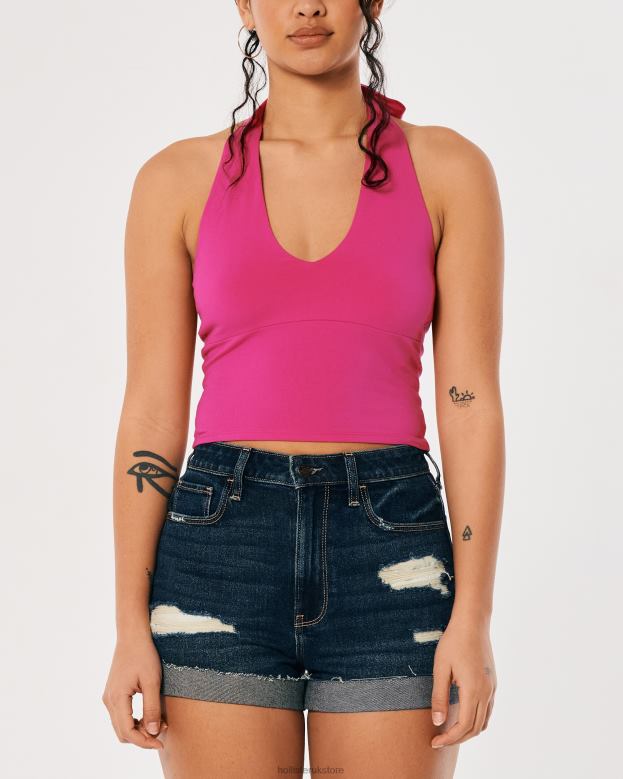 Tops Hollister Women V-Neck Halter Top 48820218 Pink