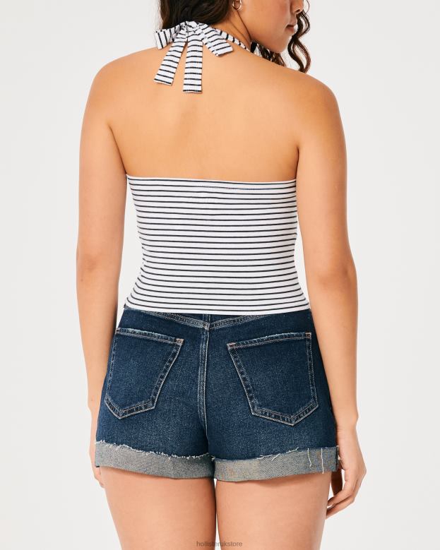 Tops Hollister Women V-Neck Halter Top 48820380 White Stripe