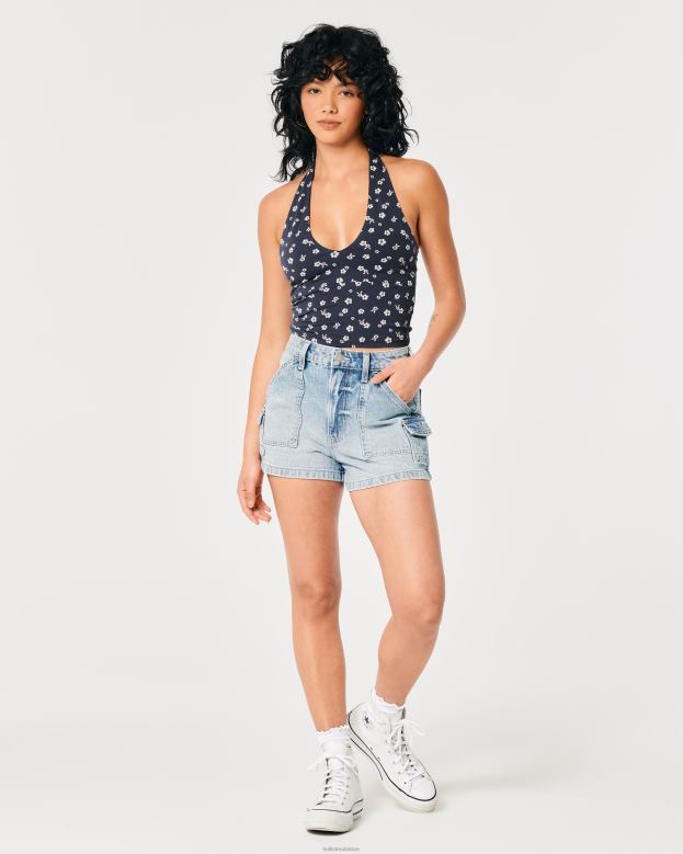 Tops Hollister Women V-Neck Halter Top 48820403 Navy Floral