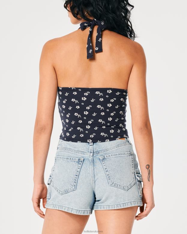 Tops Hollister Women V-Neck Halter Top 48820403 Navy Floral