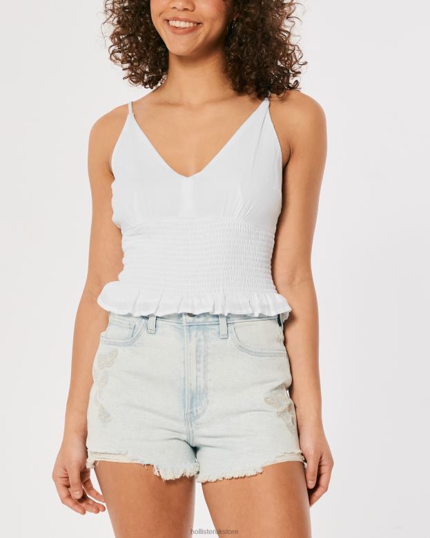 Tops Hollister Women V-Neck Smocked Waist Top 48820412 White