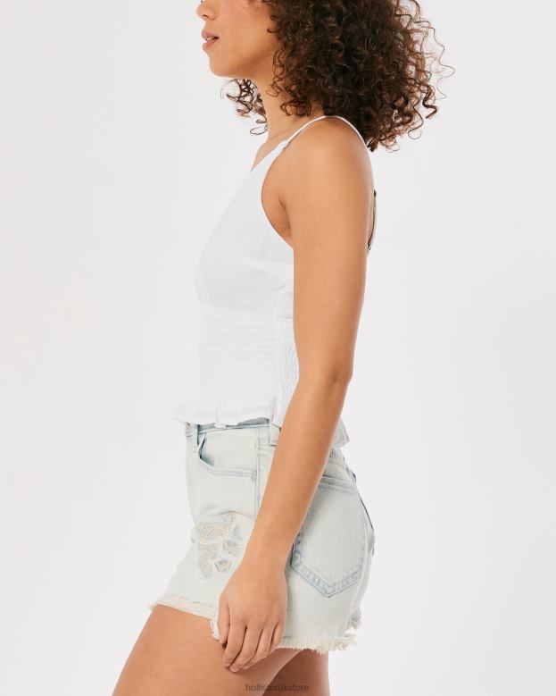 Tops Hollister Women V-Neck Smocked Waist Top 48820412 White