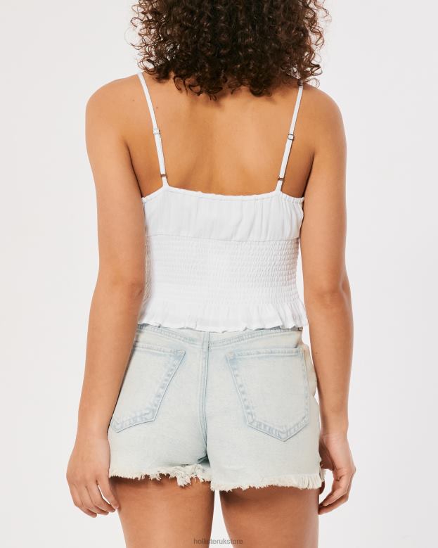 Tops Hollister Women V-Neck Smocked Waist Top 48820412 White