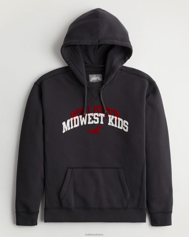 Tops Hollister x Midwest Men Kids Relaxed Logo Graphic Hoodie 488201067 Black