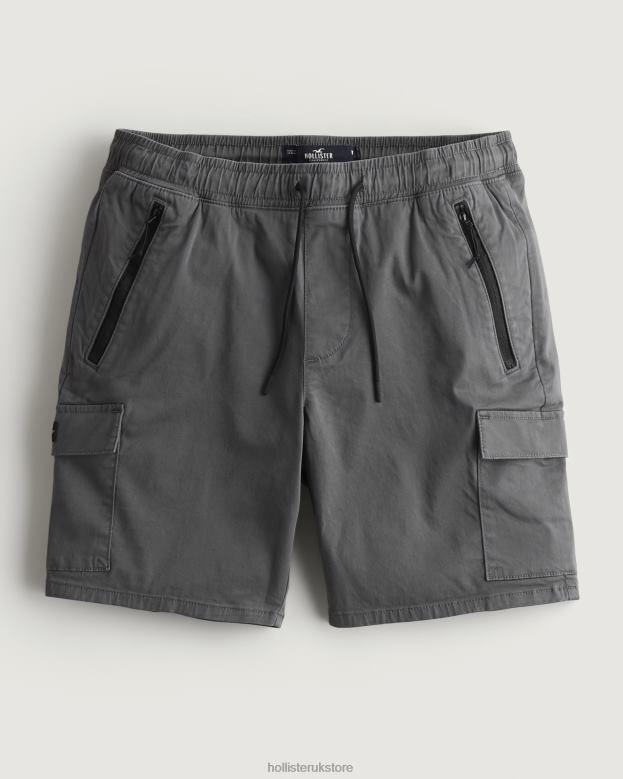 Bottoms Hollister Men Twill Cargo Jogger Shorts 7'' 488201104 Dark Grey