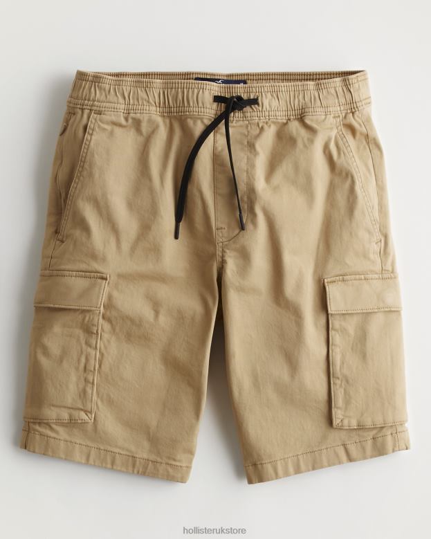 Bottoms Hollister Men Twill Cargo Jogger Shorts 9'' 488201387 Light Khaki