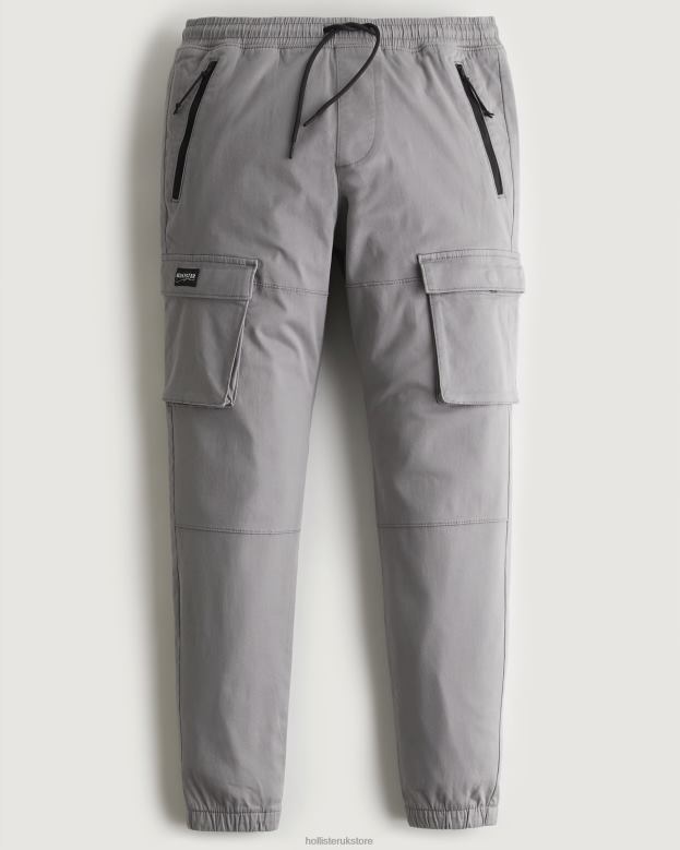 Bottoms Hollister Men Twill Cargo Joggers 488201227 Grey