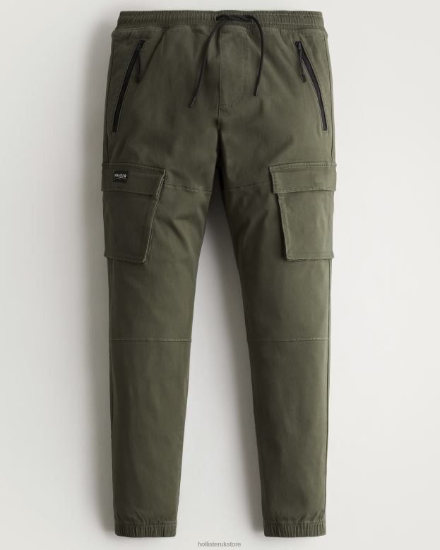 Bottoms Hollister Men Twill Cargo Joggers 488201228 Olive Green