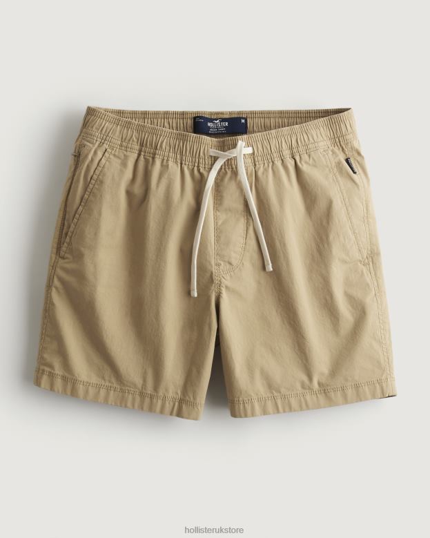 Bottoms Hollister Men Twill Jogger Shorts 5'' 488201392 Light Khaki
