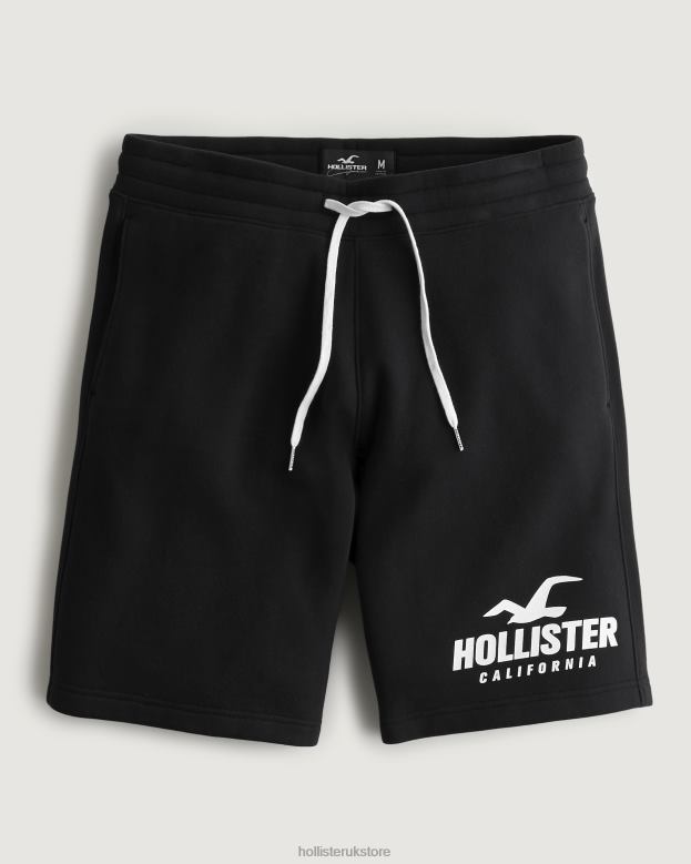 Bottoms Hollister Men Fleece Logo Graphic Shorts 9'' 488201130 Black