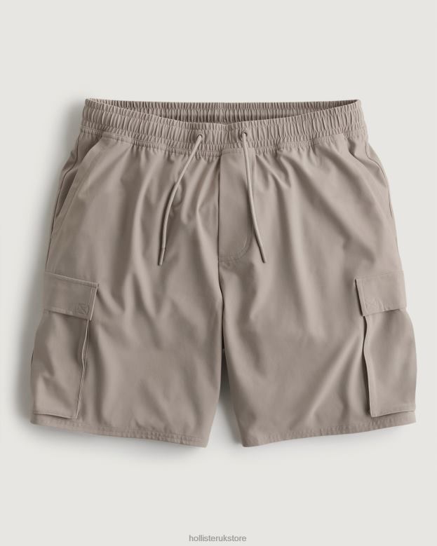 Bottoms Hollister Men Gilly Hicks Active Unlined Cargo Shorts 7'' 488201353 Tan