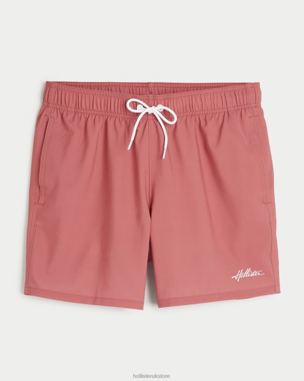Bottoms Hollister Men Guard Swim Trunks 5'' 488201125 Dark Coral
