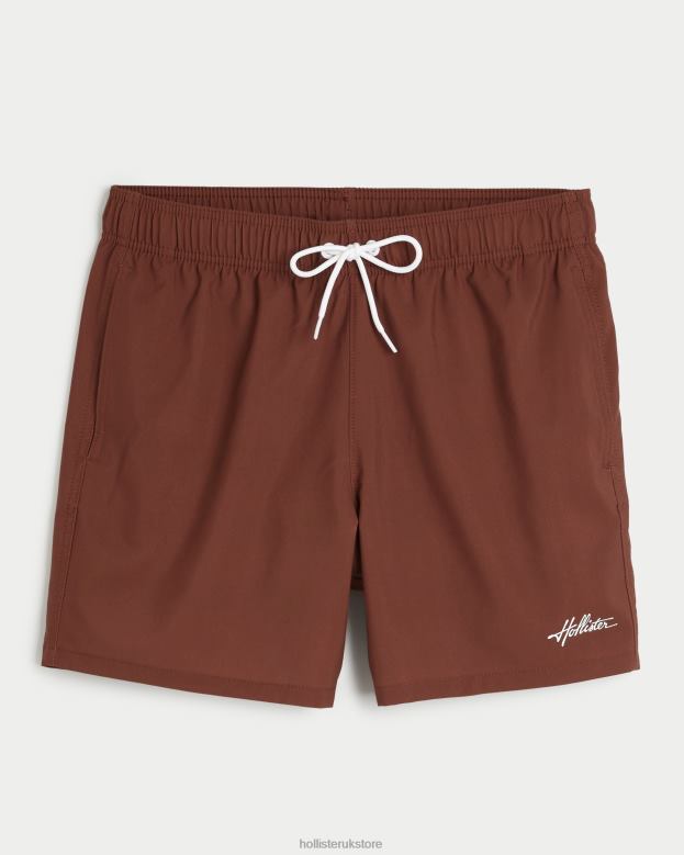 Bottoms Hollister Men Guard Swim Trunks 5'' 488201127 Dark Burgundy