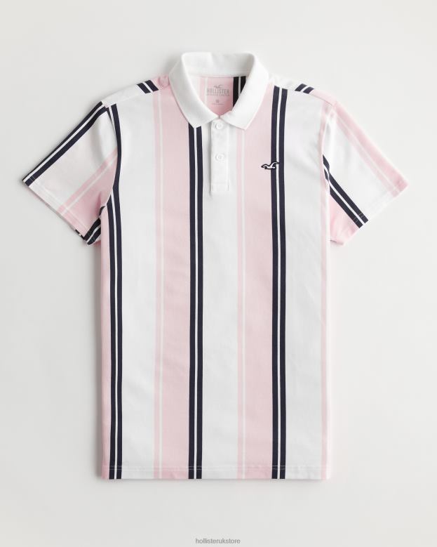Tops Hollister Men Striped Logo Icon Polo 48820903 Coral Stripe