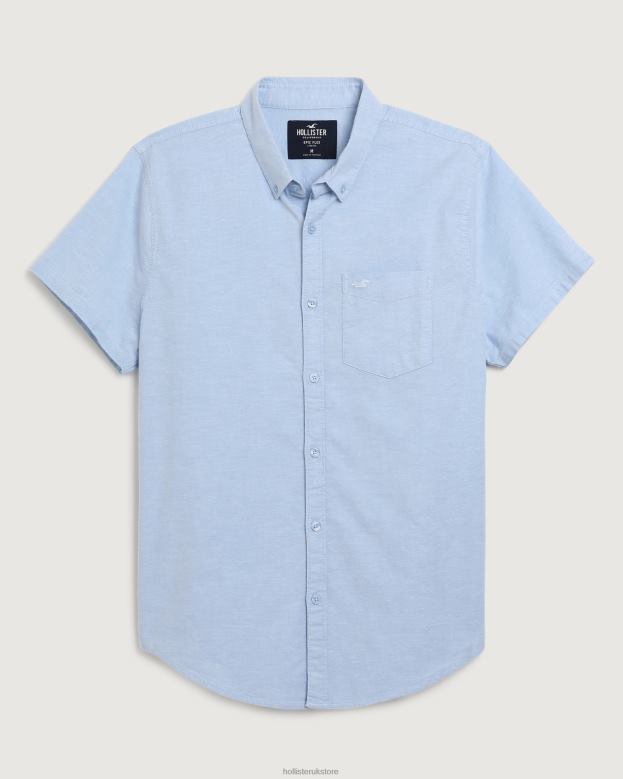 Tops Hollister Men Short-Sleeve Icon Shirt 48820934 Light Blue