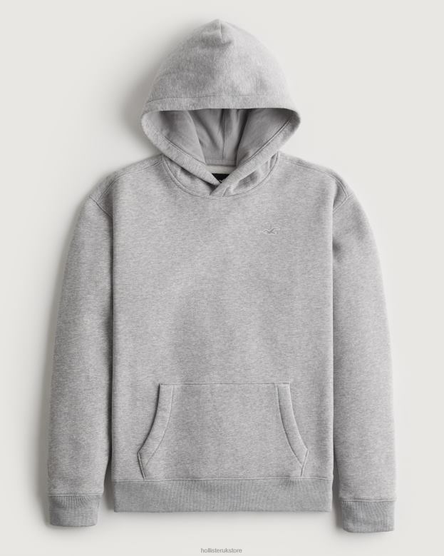 Tops Hollister Men Logo Icon Hoodie 48820896 Heather Grey