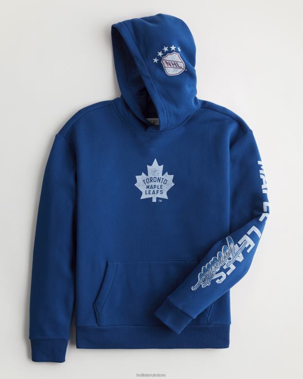 Tops Hollister Men Relaxed Toronto Maple Leafs Graphic Hoodie 488201085 Blue