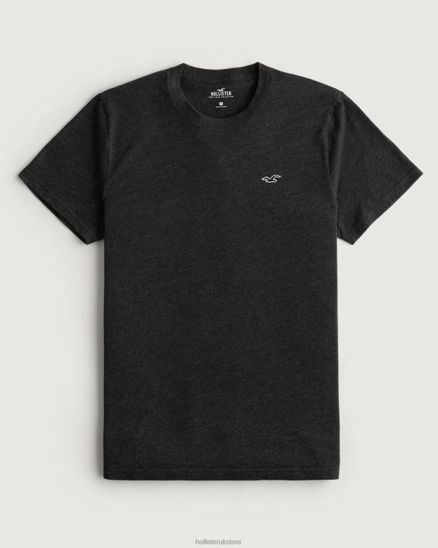 Tops Hollister Men Logo Icon Crew T-Shirt 48820808 Heather Black