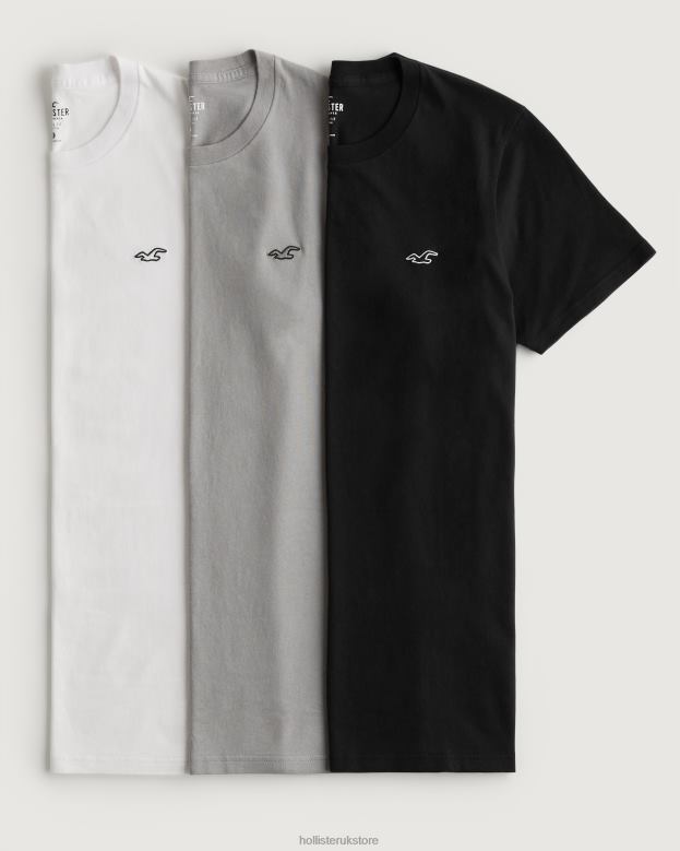 Tops Hollister Men Muscle Fit Logo Icon Crew T-Shirt 3-Pack 48820817 Multi