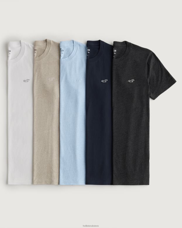 Tops Hollister Men Muscle Fit Logo Icon Crew T-Shirt 5-Pack 48820822 Multi