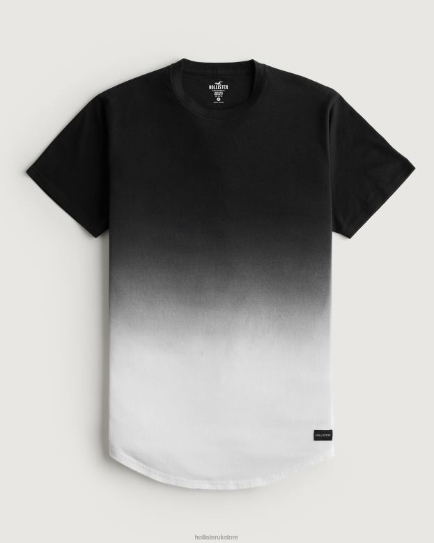 Tops Hollister Men Ombre Longline Cotton T-Shirt 488201052 Black To White Ombre