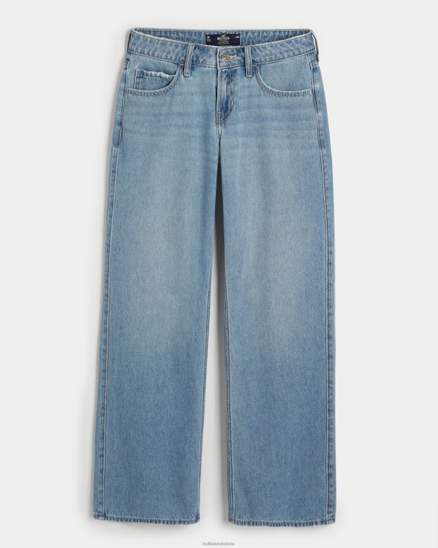 Bottoms Hollister Women Low-Rise Light Wash Baggy Jeans 48820476 Light Wash