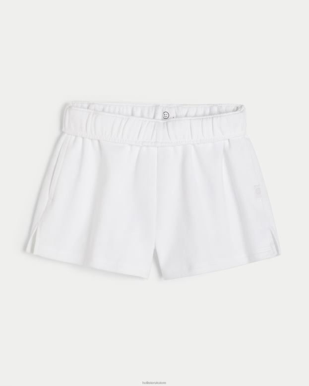 Bottoms Hollister Women Gilly Hicks Rollover Waist Fleece Shorts 48820672 White