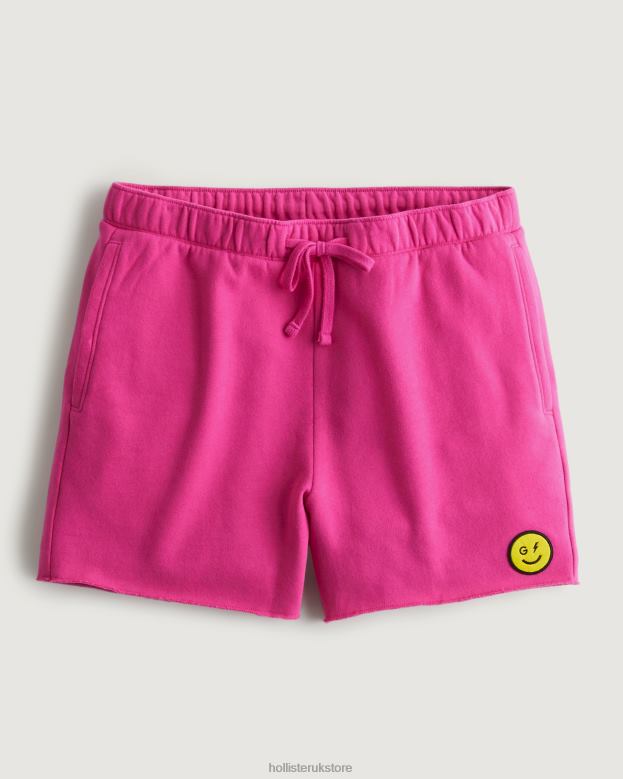 Bottoms Hollister Women Gilly Hicks Smile Series Logo Fleece Shorts 488201409 Dark Pink