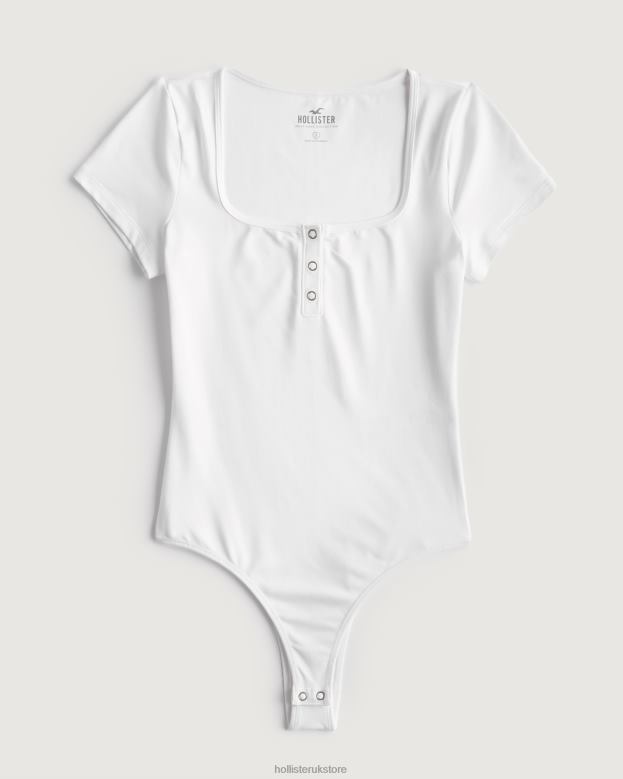 Tops Hollister Women Seamless Fabric Henley Bodysuit 48820390 White
