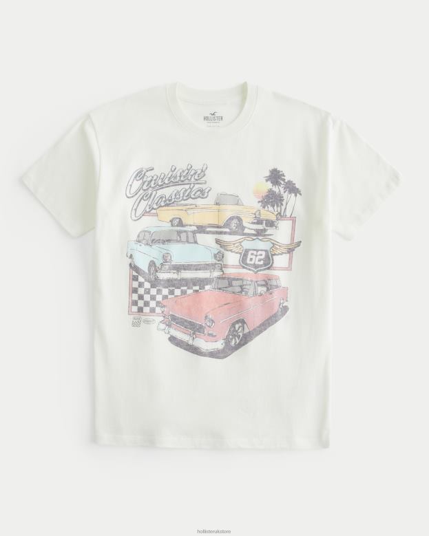 Tops Hollister Women Oversized Classic Car Graphic Tee 4882061 White
