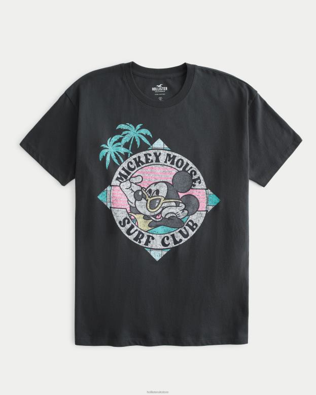 Tops Hollister Women Oversized Mickey Mouse Graphic Tee 48820127 Dark Grey