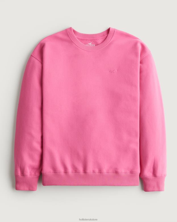 Tops Hollister Women Oversized Logo Icon Crew Sweatshirt 4882078 Pink