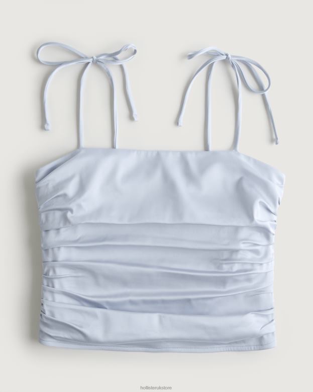 Tops Hollister Women Ruched Stretch Satin Top 48820324 Light Blue