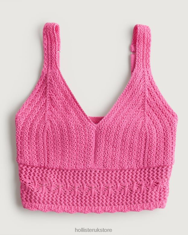 Tops Hollister Women Crochet V-Neck Bralette 48820165 Pink