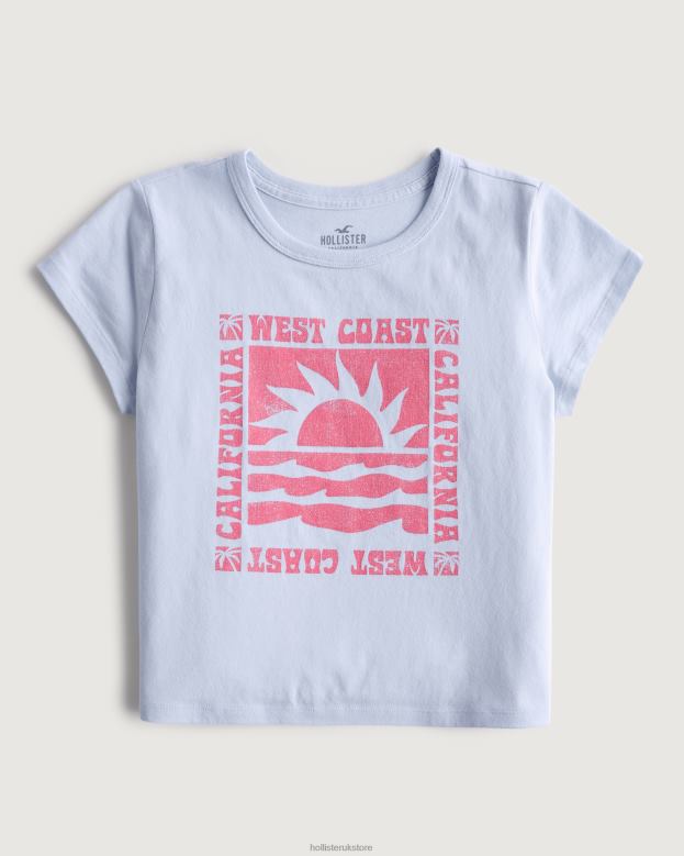 Tops Hollister Women Relaxed California Graphic Baby Tee 48820349 Light Blue