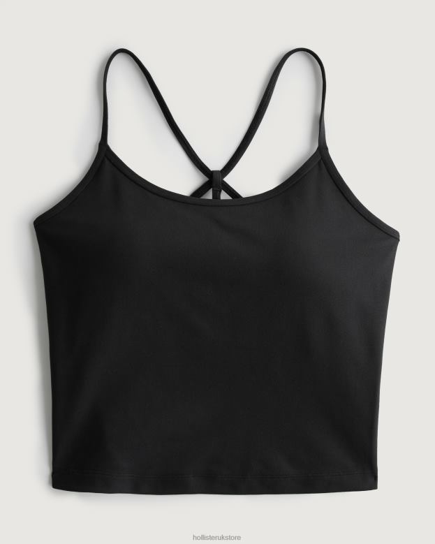 Tops Hollister Women Gilly Hicks Active Recharge Longer-Length Strappy Back Tank 48820196 Black