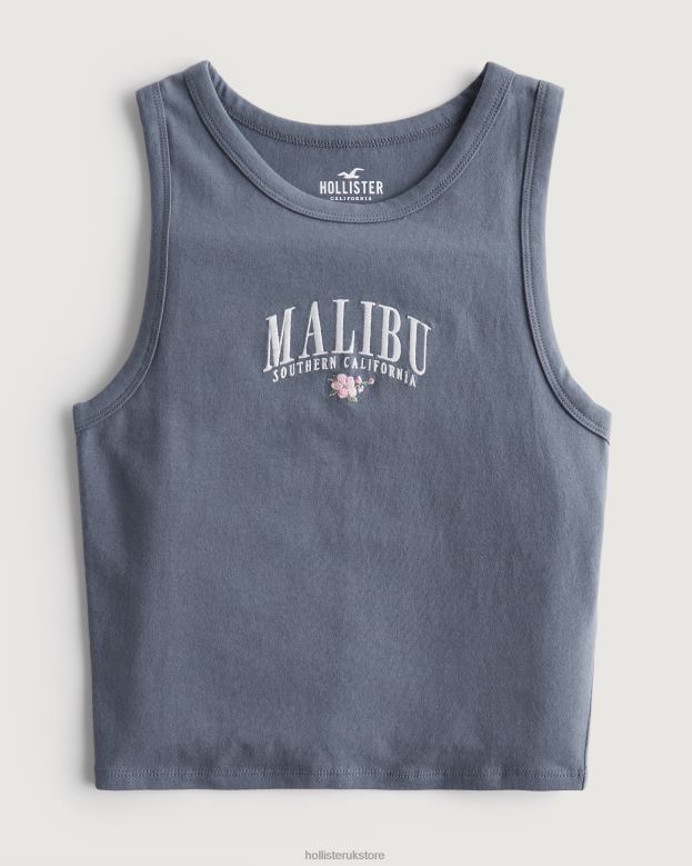 Tops Hollister Women High-Neck Malibu Graphic Tank 48820261 Blue