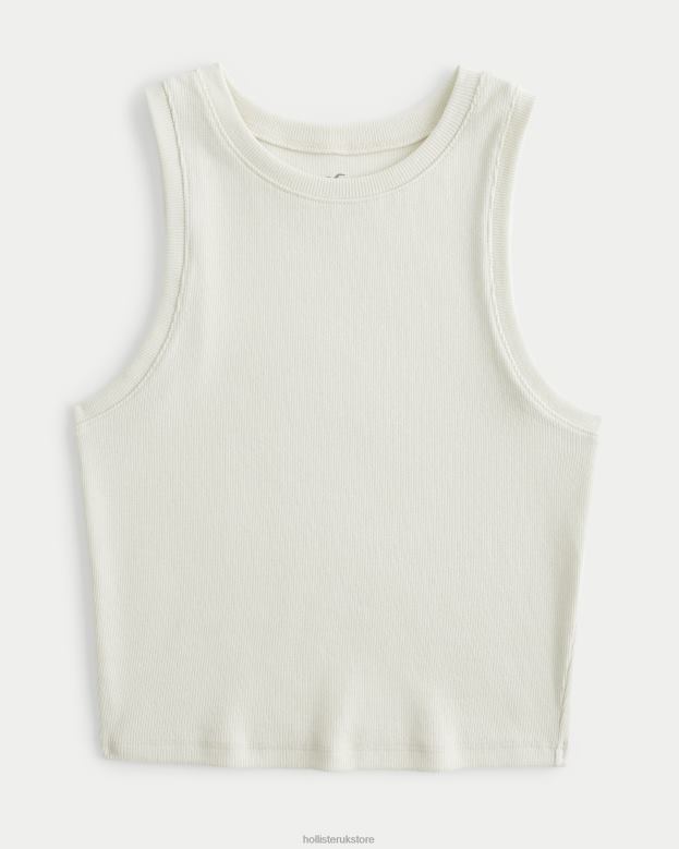 Tops Hollister Women Ribbed High-Neck Tank 4882043 Cream