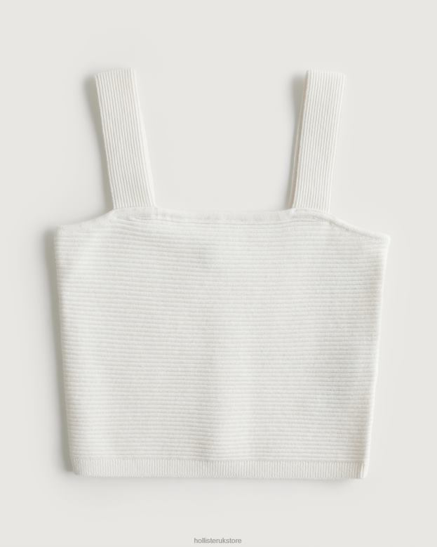 Tops Hollister Women Ribbed Ottoman Tank 48820356 Off White