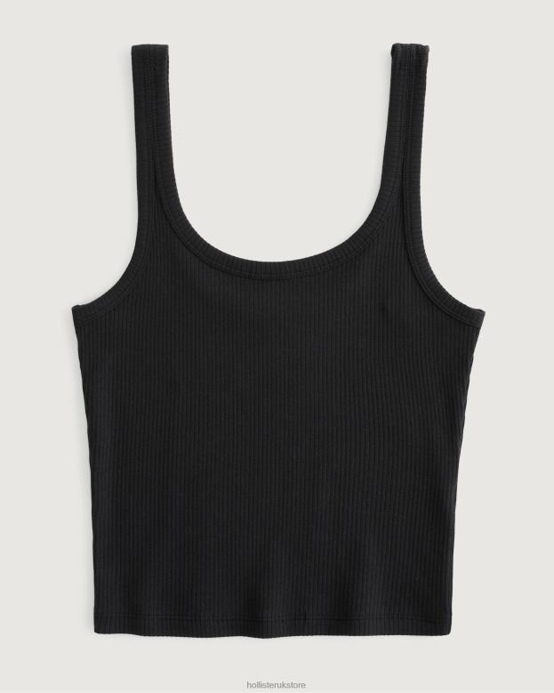 Tops Hollister Women Ribbed Scoop Tank 48820328 Black