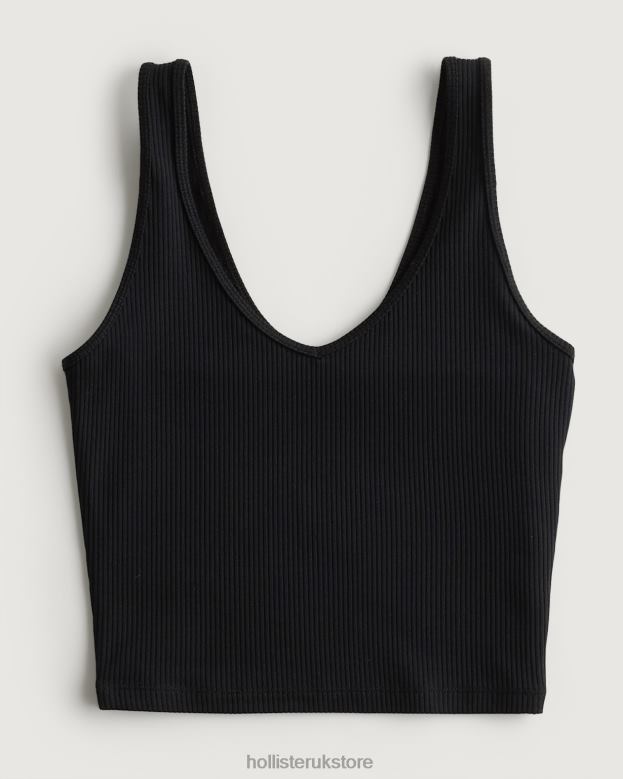 Tops Hollister Women Seamless Ribbed Fabric V-Neck Tank 4882020 Black