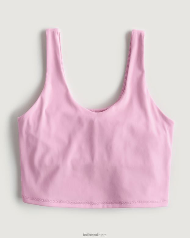 Tops Hollister Women Social Tourist Crop Scoop Tank 48820372 Light Pink